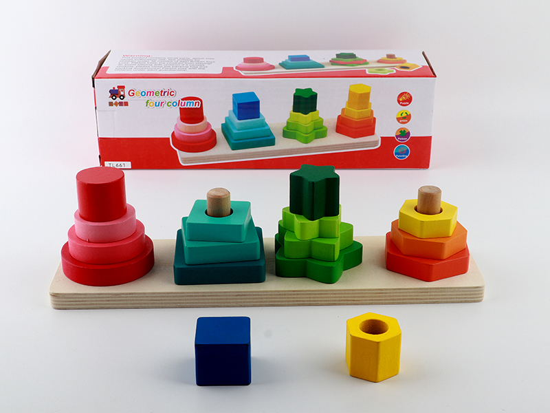 Wooden Montessori Geometric Rectangular Sleeve Column