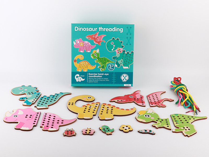 Wooden Dinosaur Threading Rope