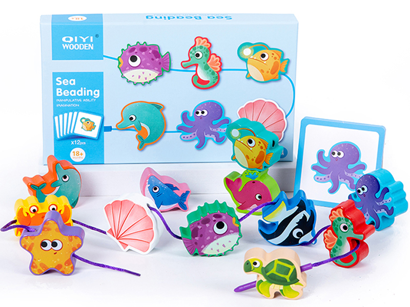 Wooden Underwater World Building Blocks Threading Ropes