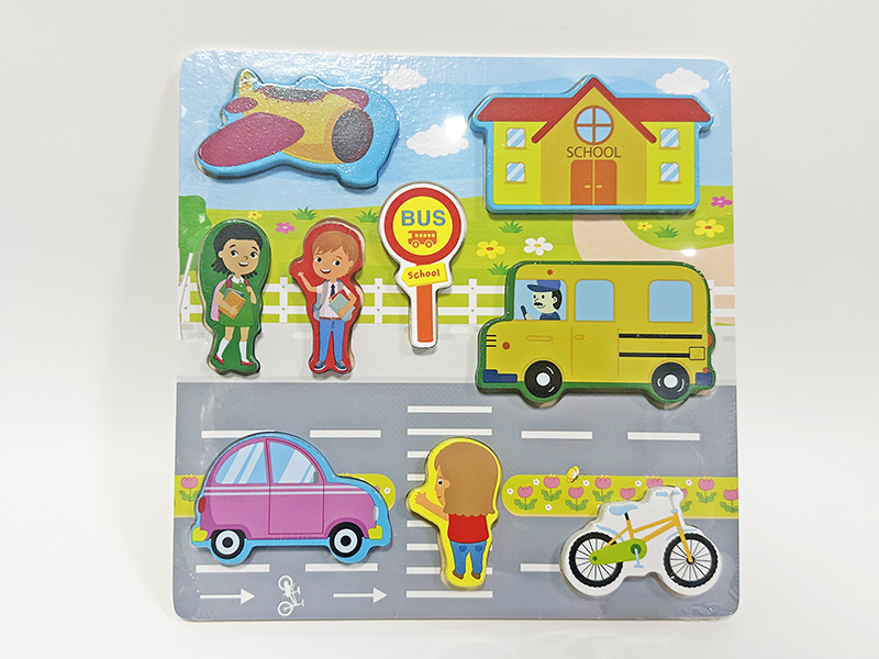 Wooden Traffic Scene Puzzle Board