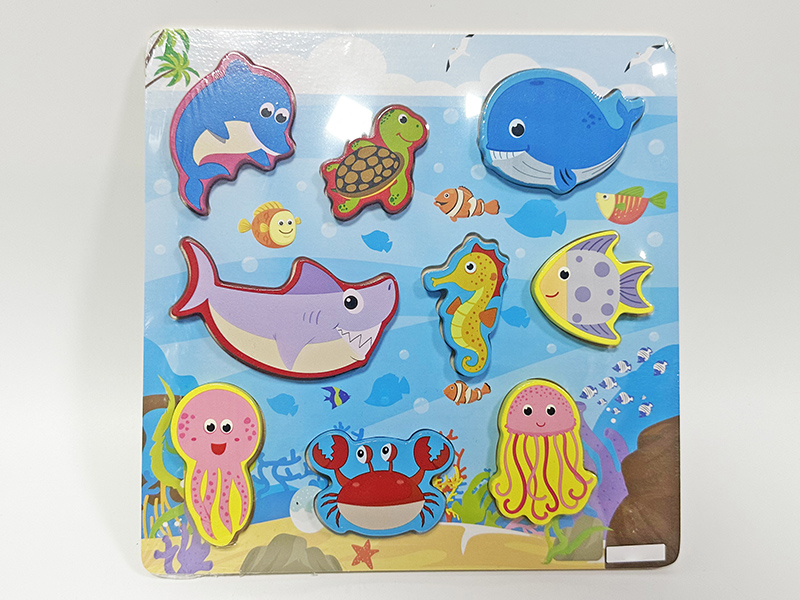 Wooden Sea World Scene Puzzle Board