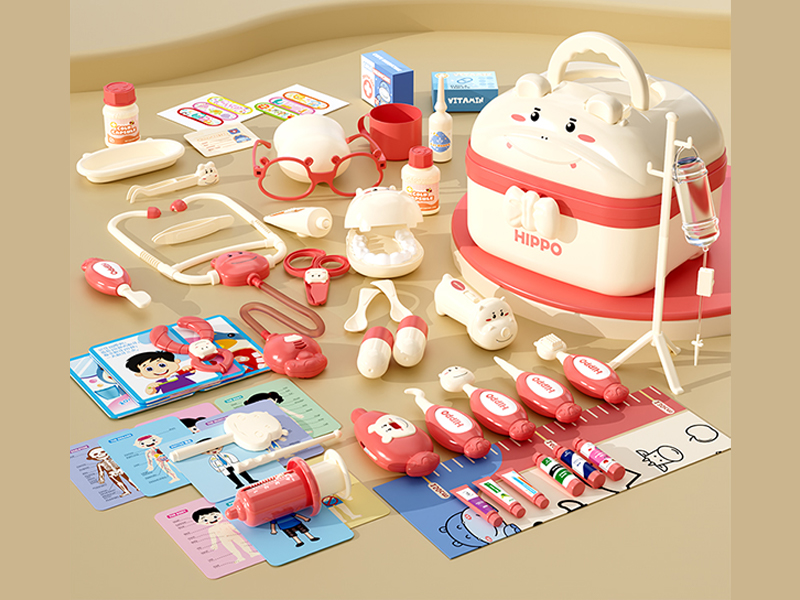 58Pcs Pink Hippo Pink Doctor Toy
