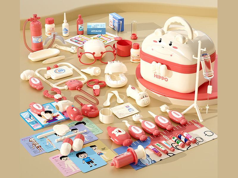 66Pcs Pink Hippo Pink Doctor Toy