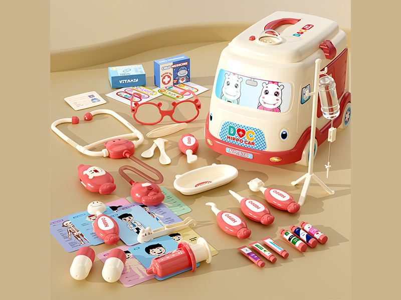 39Pcs Pink Ambulance Doctor Toy