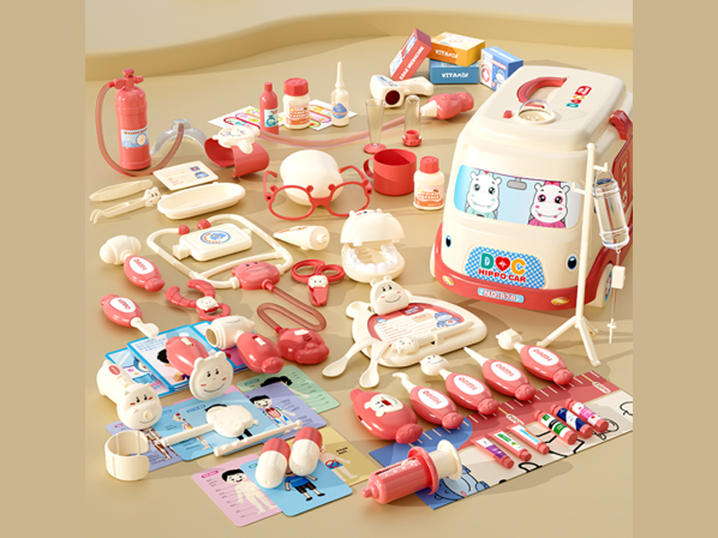 72Pcs Pink Ambulance Doctor Toy