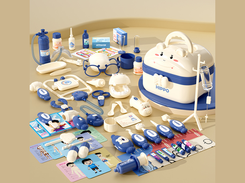 66Pcs Blue Hippo Blue Doctor Toy