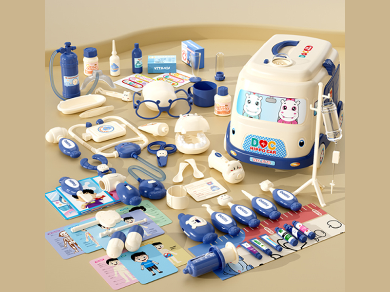 66Pcs Blue Ambulance Doctor Toy