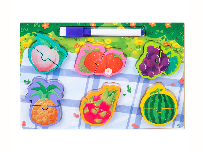 Wooden Fruits Matching Puzzle Drawing Board 2 In 1