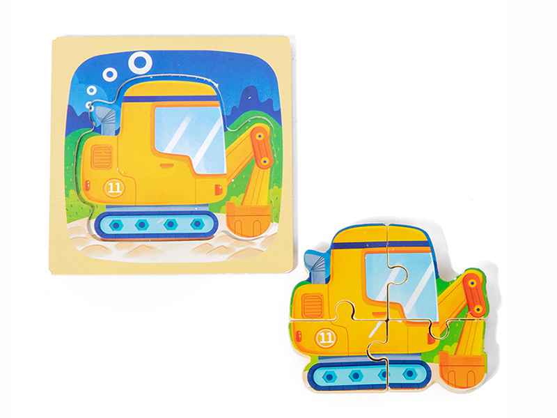 Wooden Cartoon Excavator 3D Puzzle