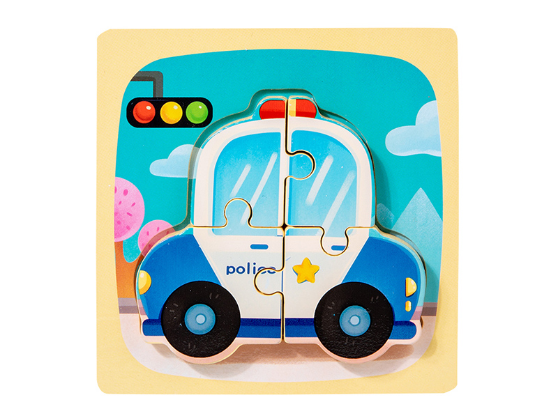 Wooden Cartoon Police Car 3D Puzzle