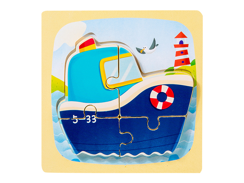 Wooden Cartoon Steamship 3D Puzzle
