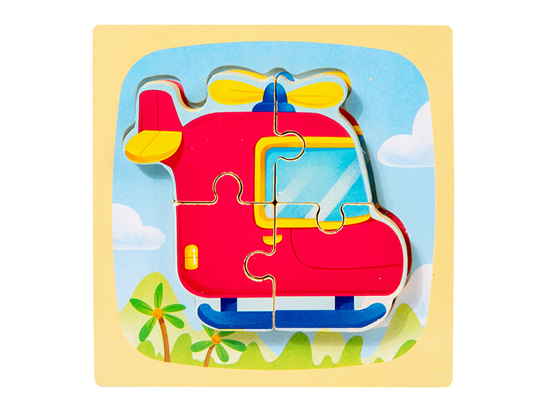Wooden Cartoon Helicopter 3D Puzzle