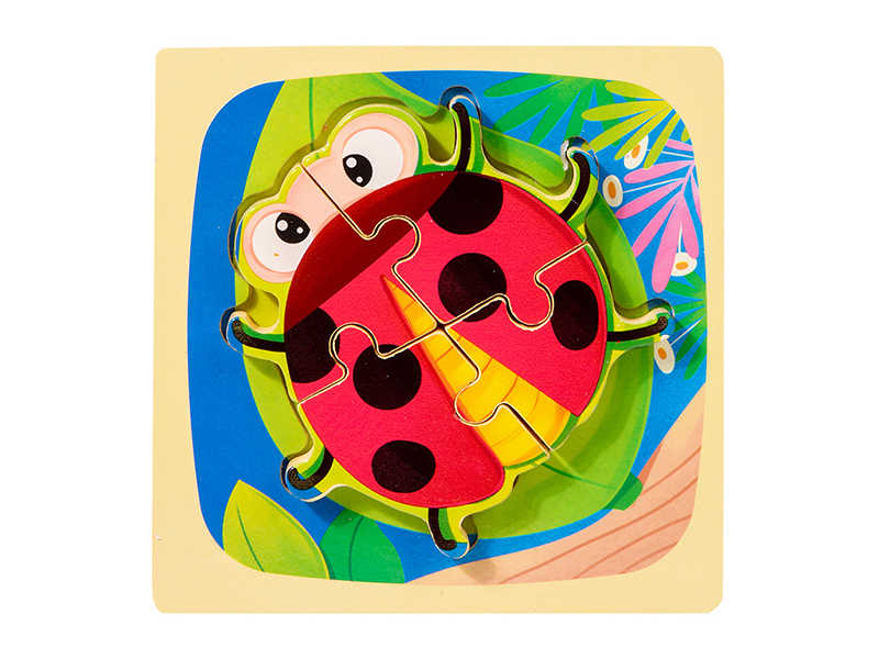Wooden Cartoon Ladybug 3D Puzzle