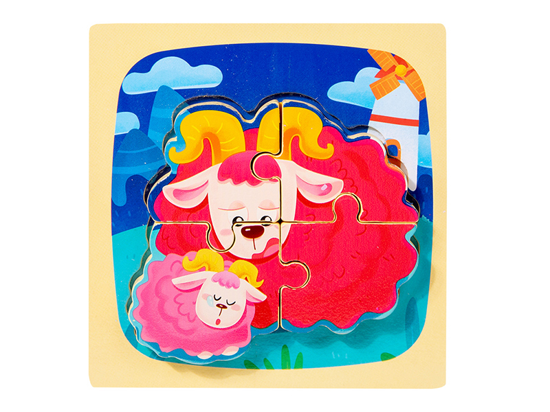 Wooden Cartoon Sheep 3D Puzzle