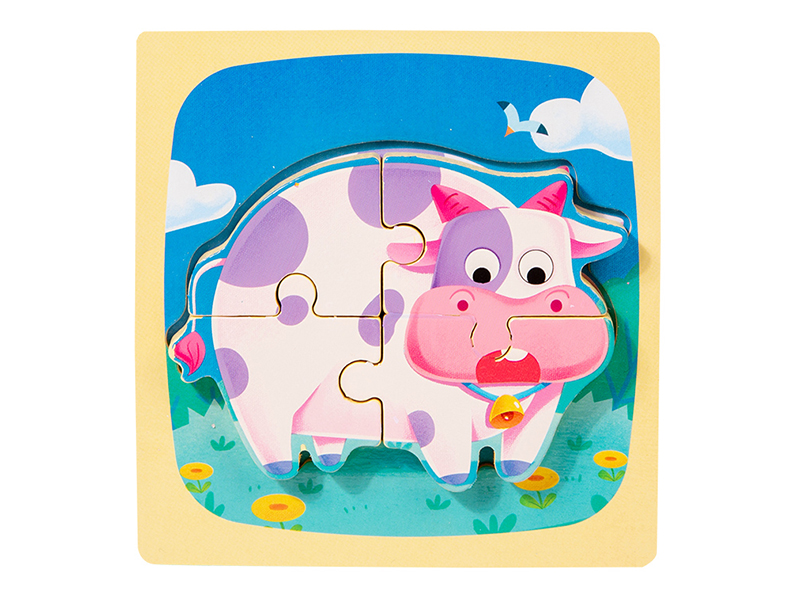 Wooden Cartoon Cow 3D Puzzle