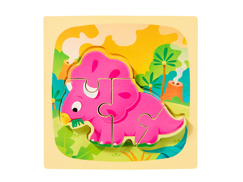 Wooden Cartoon Triceratops 3D Puzzle
