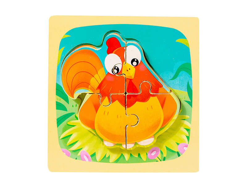 Wooden Cartoon Rooster 3D Puzzle