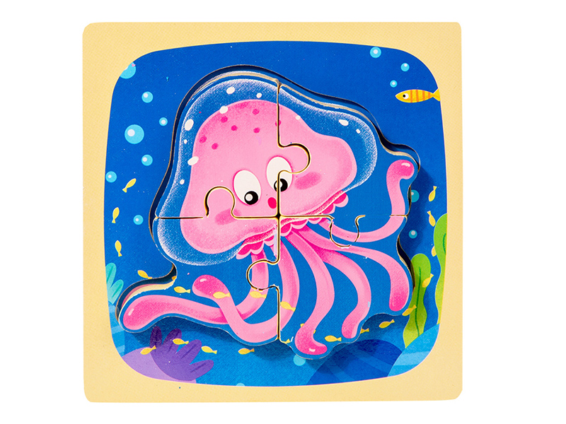 Wooden Cartoon Jellyfish 3D Puzzle