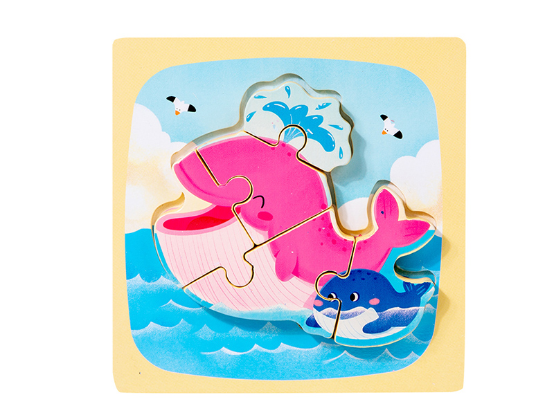 Wooden Cartoon Whale  3D Puzzle