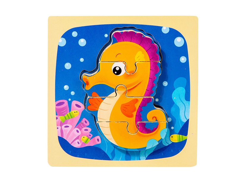 Wooden Cartoon Seahorse 3D Puzzle