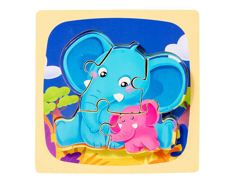 Wooden Cartoon Elephant 3D Puzzle