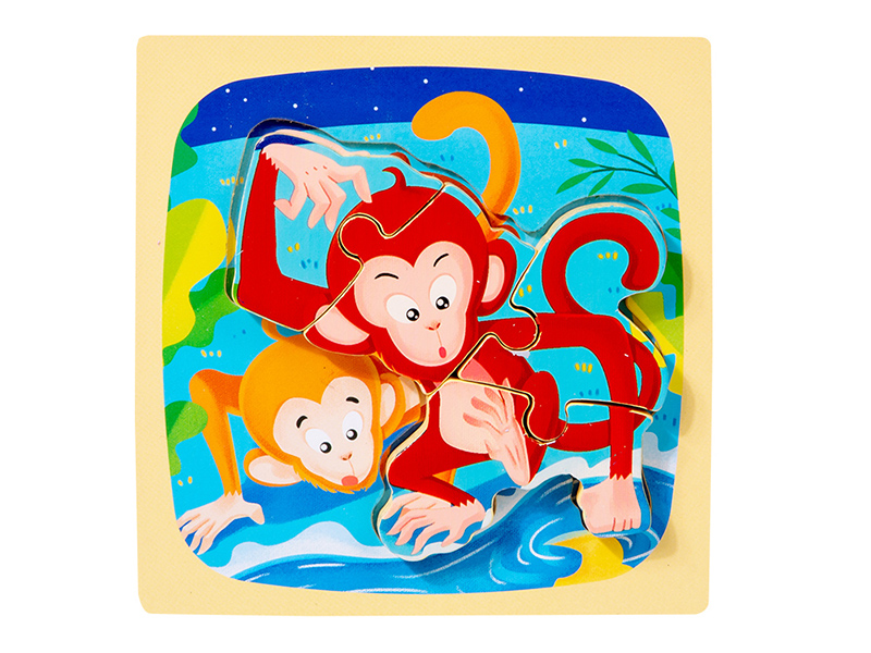 Wooden Cartoon Monkey 3D Puzzle