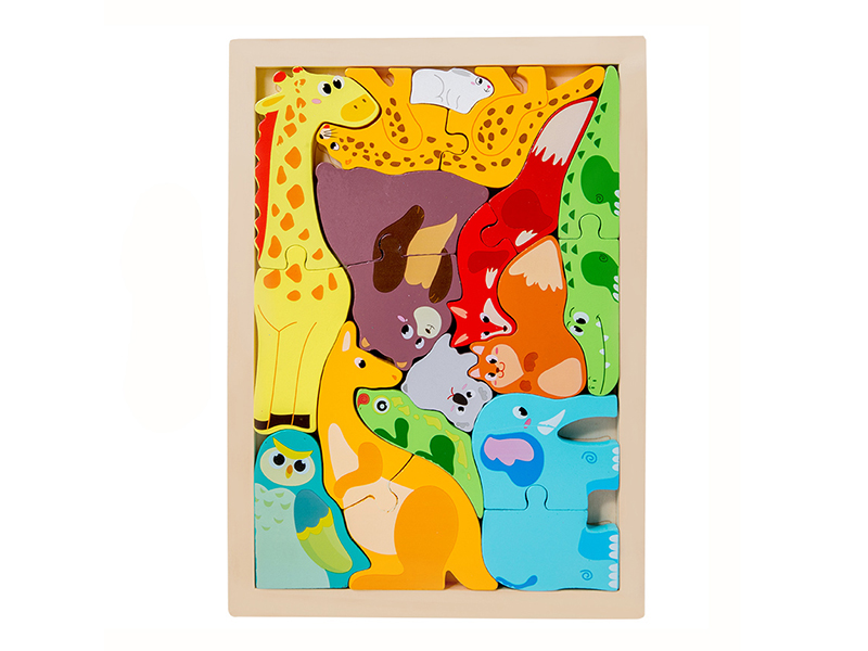 Large Size Wooden 3D Wild Animals Puzzle Board
