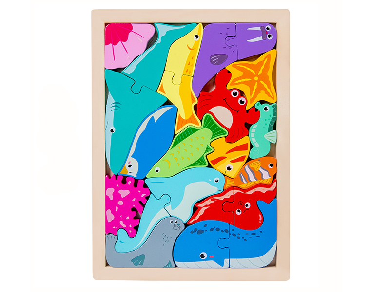 Large Size Wooden 3D Sea Animals Puzzle Board