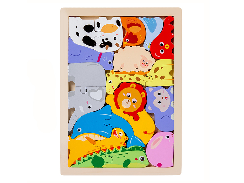 Large Size Wooden 3D Animals Puzzle Board
