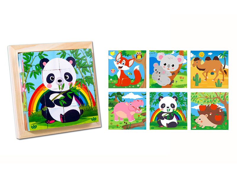 Wooden Animals Six-Sided Puzzle