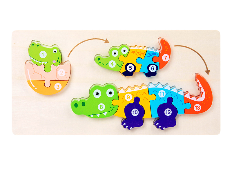 Wooden Crocodile Growing Process 3D Puzzle