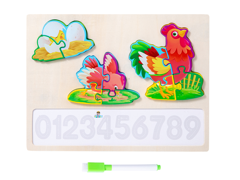 Wooden Rooster Growth Puzzle Writing Board