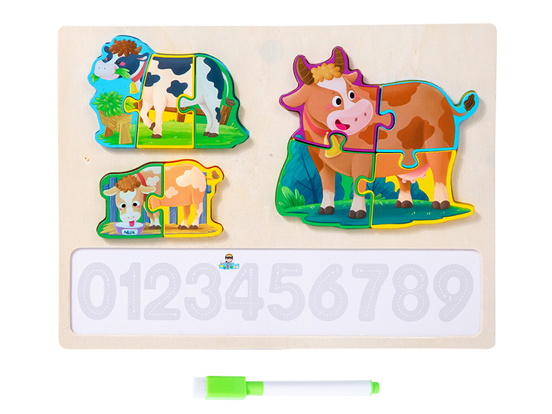 Wooden Cow Growth Puzzle Writing Board