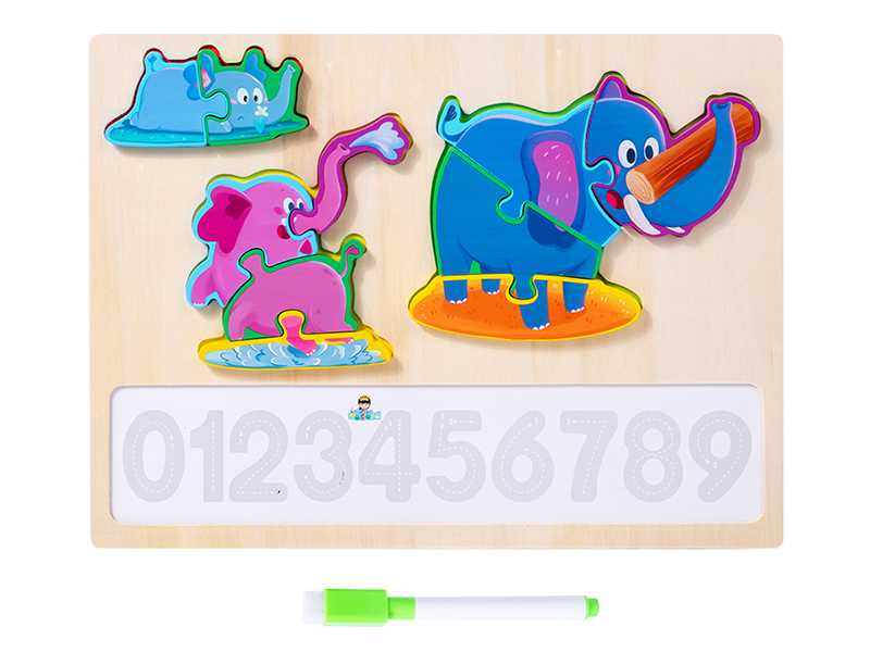 Wooden Elephant Growth Puzzle Writing Board