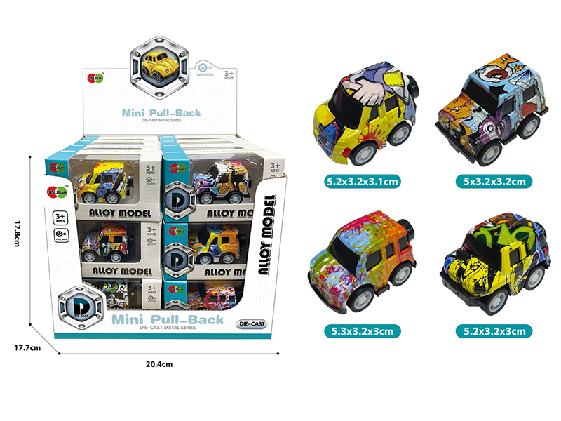 Mini Q Edition Graffiti Pull Back Alloy Cars 24pcs