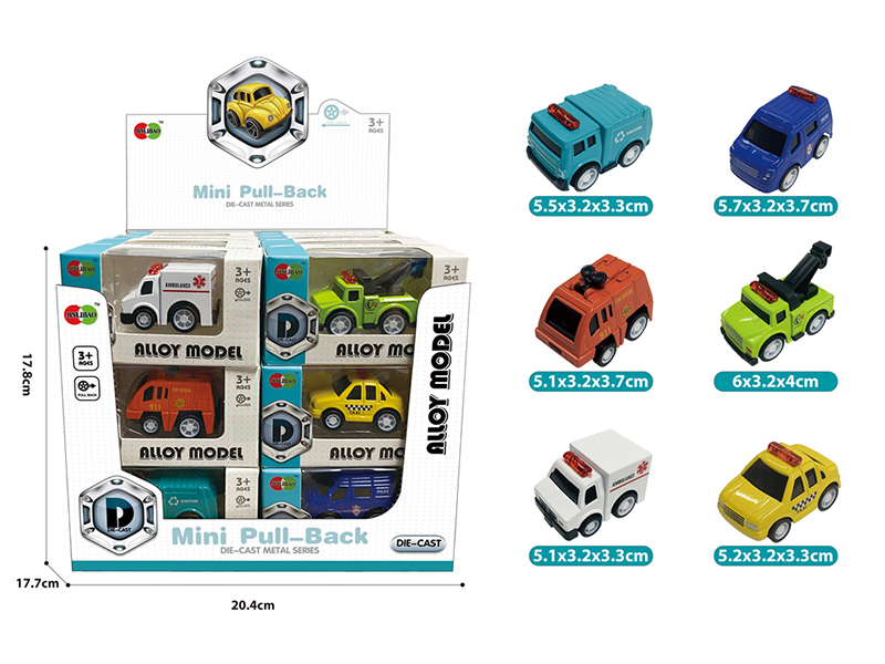 Mini Q Edition Pull Back Alloy Cars 24pcs