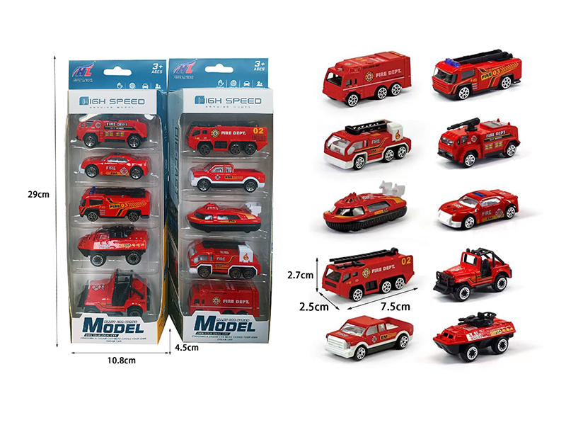 1:64 Slide Alloy Fire Engine 5pcs