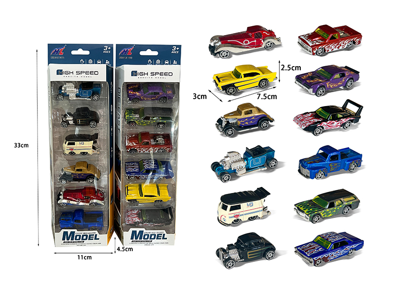 1:64 Slide Alloy Vintage Cars 6pcs