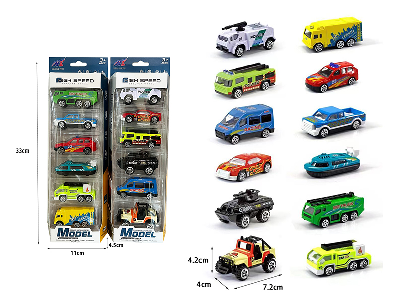1:64 Slide Alloy Car 6pcs