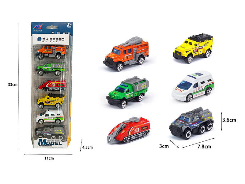 1:64 Slide Alloy City Engineering Trucks 6pcs