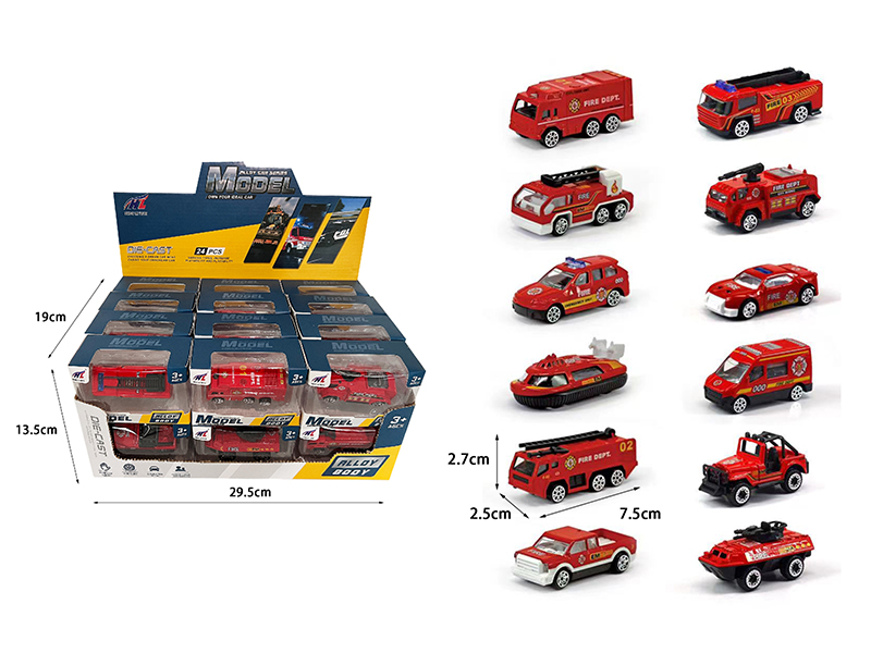 1:64 Slide Alloy Fire Engine 24pcs