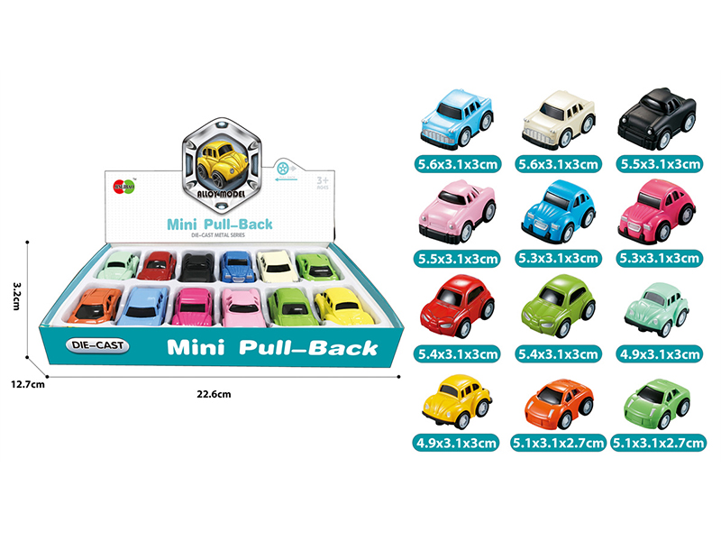 Mini Q Edition Pull Back Alloy Cars 12pcs