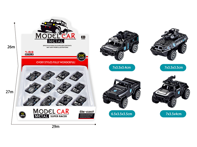 12pcs Slide Alloy Police Cars