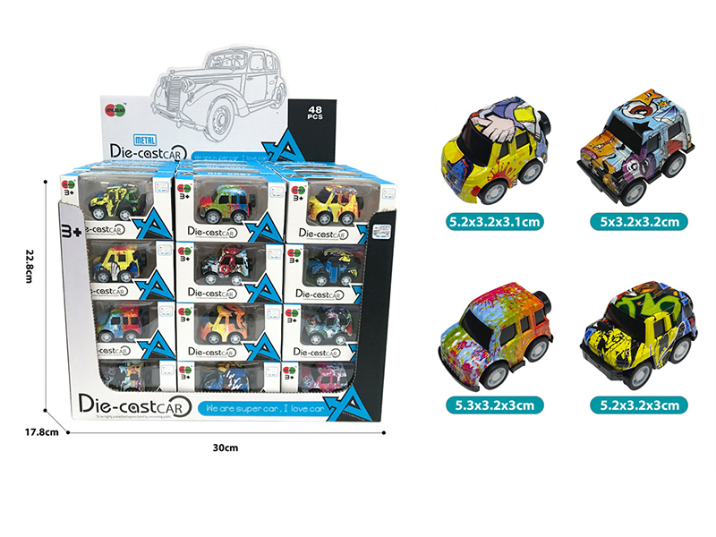 Mini Q Edition Graffiti Pull Back Alloy Cars 48pcs