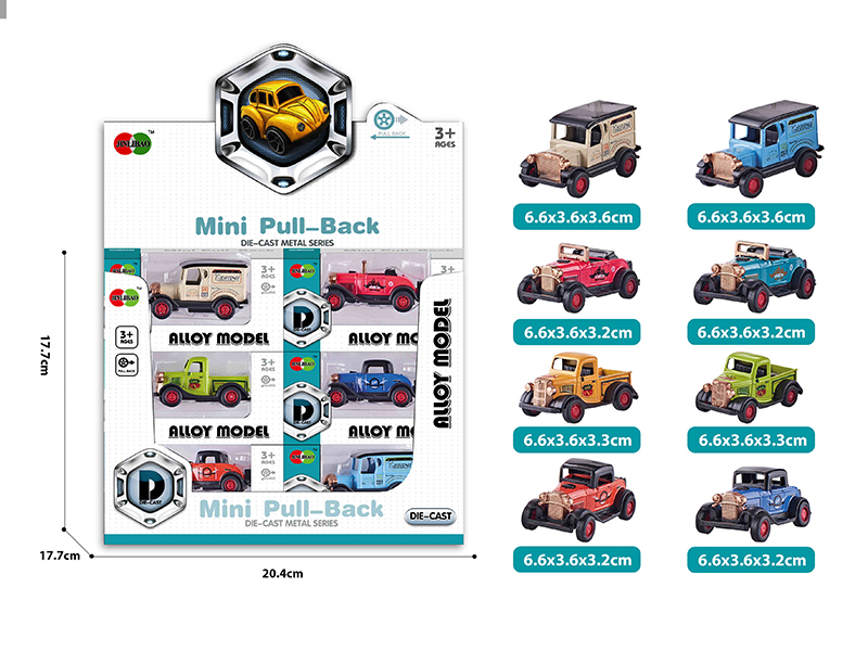 Pull Back Alloy Vintage Cars 24pcs