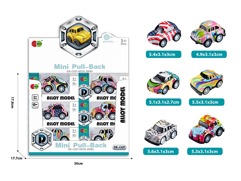 Mini Q Edition Graffiti Pull Back Alloy Cars 24pcs