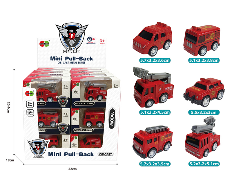 Mini Q Edition Pull Back Alloy Fire Engine 24pcs