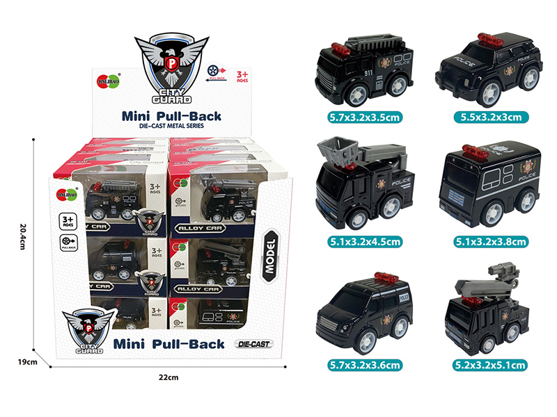 Mini Q Edition Pull Back Alloy Police Cars 24pcs