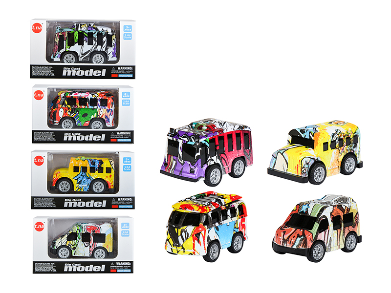 Q Edition Graffiti Alloy Pull Back Bus /School Bus