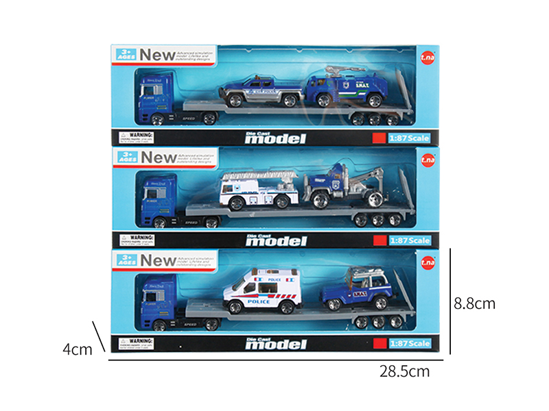 Alloy European Style Tow Truck With 2 Police Cars